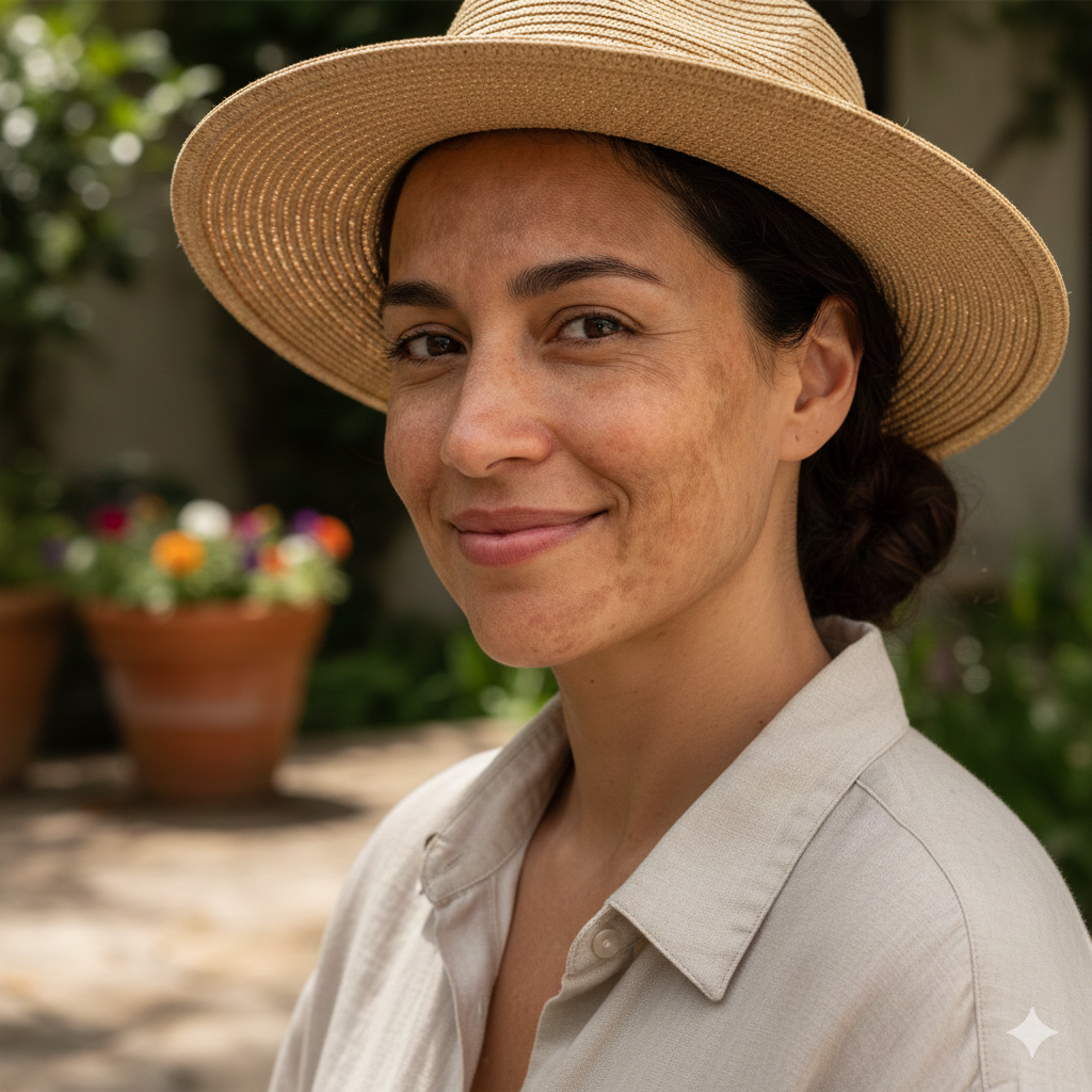 O melasma manifesta-se predominantemente na face, concentrando-se em áreas como as maçãs do rosto, a testa e o lábio superior. Essas regiões, conhecidas como padrão centrofacial, são as mais afetadas devido à maior exposição solar e sensibilidade hormonal. Embora menos frequente, a condição também pode surgir em áreas extras-faciais, como o pescoço e os antebraços.