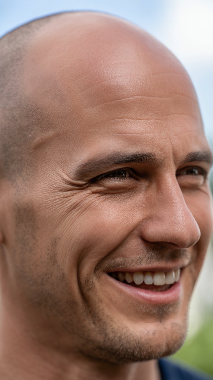 Calvície (alopecia androgenética) avançada, classificada como Grau 7 na escala de Hamilton Norwood.