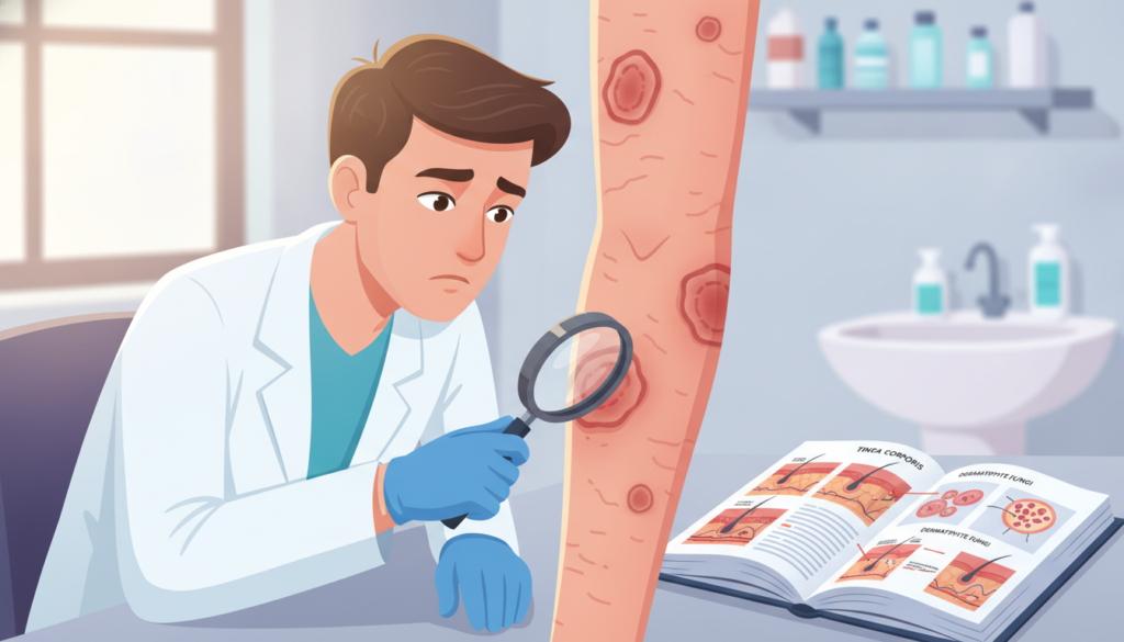 micoses de pele O diagnóstico da micose de pele é feito principalmente pela avaliação clínica realizada pelo dermatologista. Em casos de dúvida, exames como o micológico direto e a cultura para fungos podem confirmar a presença do fungo causador da infecção.