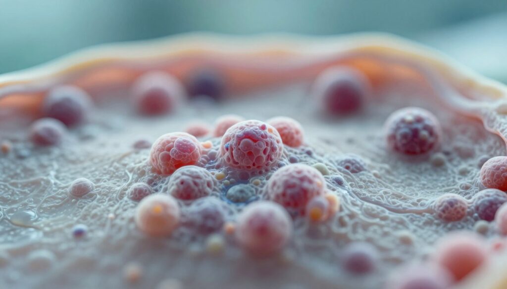carcinoma basocelular Na análise ao microscópio, o Carcinoma Basocelular é formado por agrupamentos de células basaloides que crescem na pele. Um achado característico é o chamado "empaliçamento periférico", em que as células da borda ficam organizadas em fileiras.